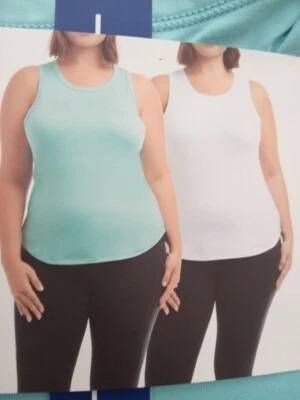 NUEVO Paquete de 2 tanques de aerógrafo Danskin, aguamarina/blanco, tamaño MEDIANO Foto 1 de 4