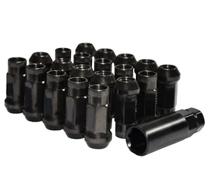 Verlängerte Radwender Lug Nuts Open Ended JMD Style schwarz chrom 20x M12x1,25mm - Bild 1 von 4
