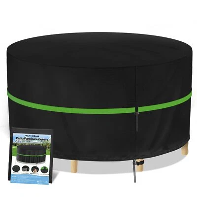 WANOCEAN Garden Furniture Covers,420D Oxford Round Garden Table Cover, Heavy Duty Patio