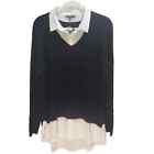 NEW!  ADRIANA PAPELL v-neck twofer sweater size large