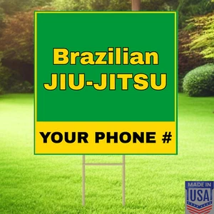 BR JIU JITSU - 10 Pk Customizable Text - Yard Signs w/Free Stake - 12"x12"- USA - Picture 1 of 11