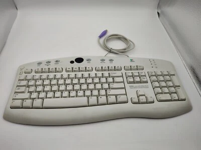 Logitech-Wired PS/2 Keyboard-Multimedia Keys Y-SR34-White  - Image 1 of 4