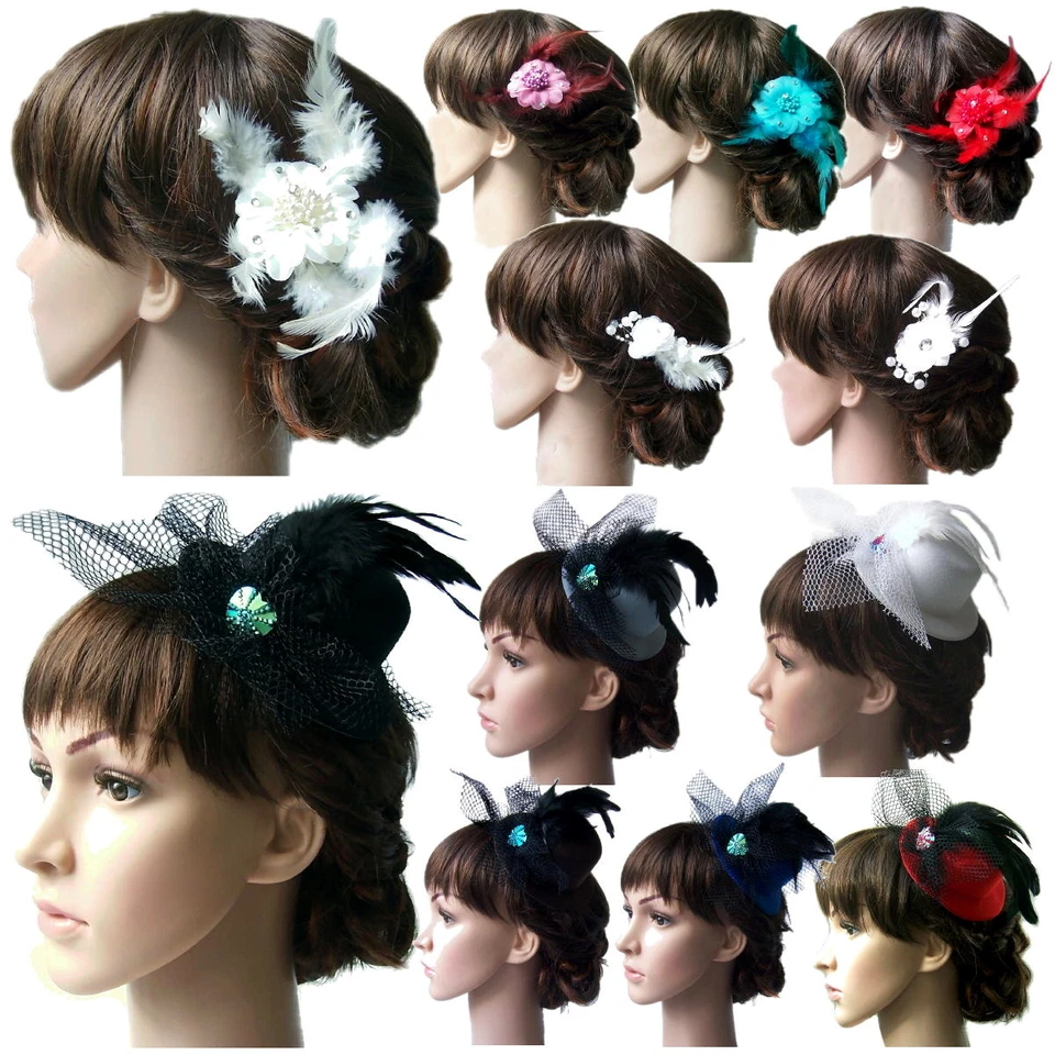 Fascinator Blume Haarblume Mini Hut Kopfschmuck Hochzeit Haarschmuck Party VH10# - Bild 1 von 1