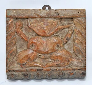 Antique Wooden God Ganesha Idol Panel Plaque Hand Carved - Picture 1 of 8