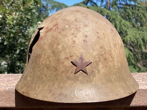 WW2 Imperial Japanese Type 90 Combat Helmet Field Gear Battle Damaged - Bild 1 von 11