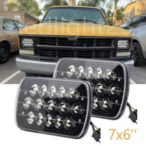 Pair 7x6" 5x7'' LED Headlights Hi&Lo Fit Chevy C1500 C2500 C3500 Suburban Pickup - Picture 1 of 8