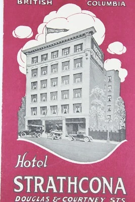 1920s VICTORIA BRITISH COLUMBIA Hotel Strathcona Travel Brochure and Map Canada - Image 1 of 4