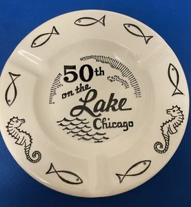 Vintage Ashtray Chicago 50th On The Lake , Shoreline Hotel Lake Michigan - Picture 1 of 4