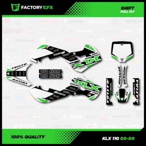 Kit de gráficos de carreras Shift blanco y verde para calcomanía Kawasaki 00-09 Klx110 KLX 110 - Imagen 1 de 4