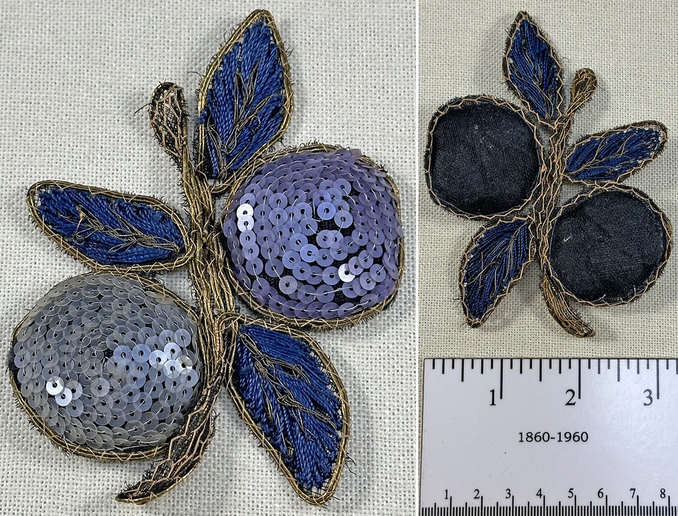 Apliques vintage Art Deco dorado metálico azul cojo bordado lentejuelas cuentas ribete Foto 1 de 1