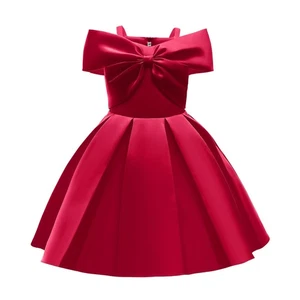 Girl Child Kaftan Dress Fashion Bow Sleeveless Solid Color Lace Princess Dresses - Picture 1 of 48