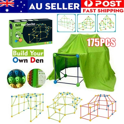 175Pcs DIY Build Your Own Den Set Children Tent Play House Kids Fort Building - image 1 of 4