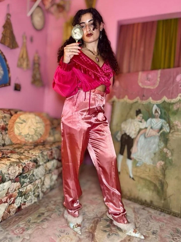 1990s Avon Pink Satin Lounge Pants, 27”-32” W, READ - Image 1 of 4