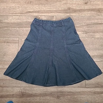 Larry Levine Mujeres 8 Falda Denim Azul Jean Acampanado Costa Occidental Vaquera Oscura Foto 1 de 4