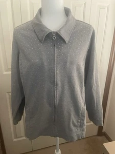 CATHY DANIELS Zip Front Light Gray Light Casual/Business Jacket. Size 1X. - Picture 1 of 4