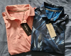 Bundle NWT Walter Hagen - Navy Blue & Pink Men’s Shirts Pack Of 2 Shirts Size S - Picture 1 of 22
