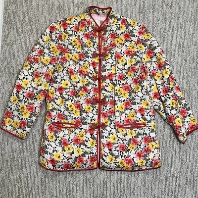 Chaqueta De Colección Peonía OLD SHANGHAI Cuello Mandarín Chino Seda Talla L Floral Foto 1 de 4