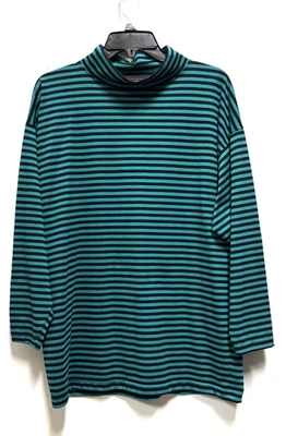 Sunbelt Mock Turtleneck Top teal / Black Stripe One Size  Bust 46" - Image 1 of 2