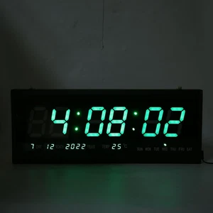Led Wall Clock Green Digital Large Big Jumbo LED Wall Timer Clock With - Picture 1 of 7