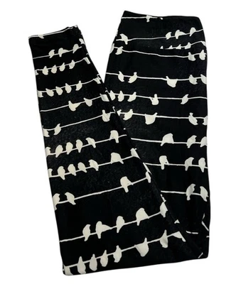 Leggings LuLaRoe OS Talla Única Halloween Unicornio NEGRO Rayas AVE Pluma Alambre Foto 1 de 4