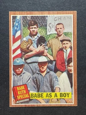 Guante Topps Babe As a Boy 1962 135 en muy buena condición pequeño rasguño F4 Foto 1 de 2