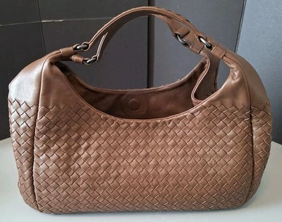 Bottega Veneta  Campana Light Brown Leather Woven Shoulder Hobo Purse Bag  - Image 1 of 4