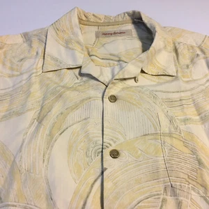 Camisa Tommy Bahama Para Hombre SS Botones Seda Amarillo Rayas Floral Hawaiana Talla Grande - Imagen 1 de 6