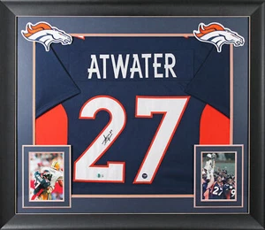 Steve Atwater Authentic Signed Navy Pro Style Framed Jersey BAS Witnessed - Picture 1 of 2