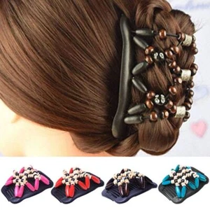 Plastic Hair Comb Put in a hairdo Magic Wood Beads Hairpin Women - Picture 1 of 17