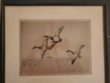Frank Benson, 1920 “Ducks At Dawn” ORIGINAL Signed Framed antique Etching E-01