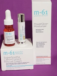 M-61 Powerful Skincare SuperSoothe E Cream+PowerGlow Moisture+Vitablast C sERUM+ - Picture 1 of 2