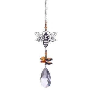Abeja de Otoño - Cristal de Lujo 38 mm Almendra Colgante Dije Cascada Atrapasol Móvil - Imagen 1 de 3