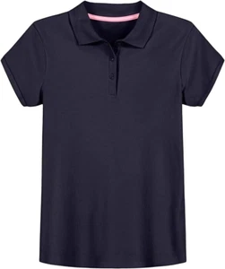 IZOD Girls School Uniform Short Sleeve Polo Shirt, Button Comfortable XL BLUE - Picture 1 of 1