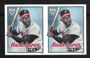 Scott #5908a IMPERFORATE (NO DIE-CUT) 2024 Hank Aaron, Horizontal Pair, MNH - Picture 1 of 1