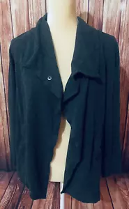 Cárdigan suéter pequeño para mujer Kensie Anthropologie gris oscuro bolsillos con un botón - Imagen 1 de 13