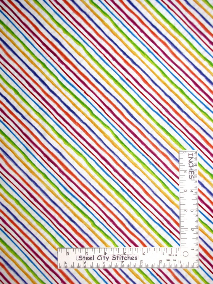 Loralie Quirky Bias Stripe Diagonal Multi Cotton Fabric Loralie Designs By Yard - Image 1 of 1