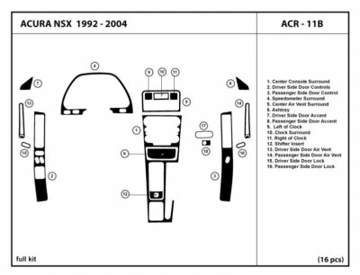 Kit de acabamento de painel de fibra de carbono real para Acura NSX 1992-2004 sobreposição interna - Imagem 1 de 4