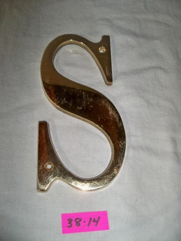 Vintage Solid Brass Letter Initial "S" Door Wall Address Sign 6" inch Cover