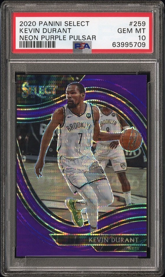 2020-21 Select FOTL Courtside Kevin Durant Neon Purple Pulsar #3/5 PSA 10 Pop 1 - Image 1 of 2