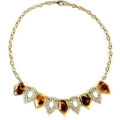 NUEVO Boho Pave Circonita cúbica imitación caparazón de tortuga collar geométrico cuello babero 18 ajustable Foto 1 de 4