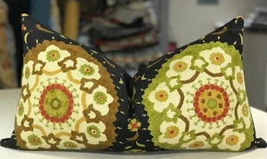 ONE MIDNIGHT AUTUMN "PINWHEEL SUZANI" COTTON PERSIAN PRINT CUSTOM BOLSTER PILLOW - Picture 1 of 2
