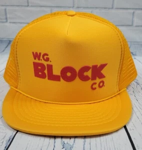 Vintage gelbe Truckermütze Snapback Mesh Cap WG Block Co Foam 80er - Bild 1 von 8