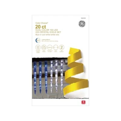 GE Color Choice 20Ct Dual Color Blue or Cool White LED Ice Crystal Icicle Lights - Image 1 of 4