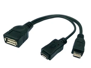 USB 2.0 Y Câble 12 CM Type A Douille À Micro Fiche + Douille Adaptateur en Noir - Zdjęcie 1 z 1