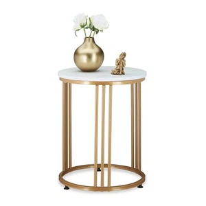 Mesa auxiliar metal mesita de café mueble decorativo 3 patas efecto mármol - Imagen 1 de 20