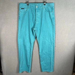 Calvin Klein Turquoise Blue Jeans Adult 36 x 32 Relaxed Straight Fit Mens - Picture 1 of 12