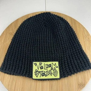 Volcom Stoned Beanie Hat Cap Adult OSFM Knit Black Logo Patch Skateboarding - Picture 1 of 12