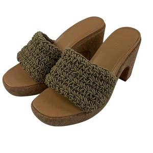 Vince Nicki Crochet Cork Platform Sandals Shoes Women Size 10 Sand Tan - Picture 1 of 10