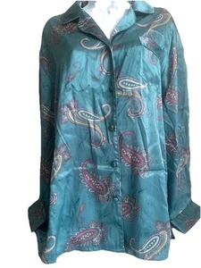Valerie Steven's Womens Night Shirt Gown Size XL New W/Tags Satin Feel Button Up - Picture 1 of 13