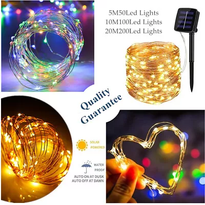 50-200 LED Lichterkette Solar Kupferdraht Beleuchtung Garten Party Außen Deko DE - Bild 1 von 4